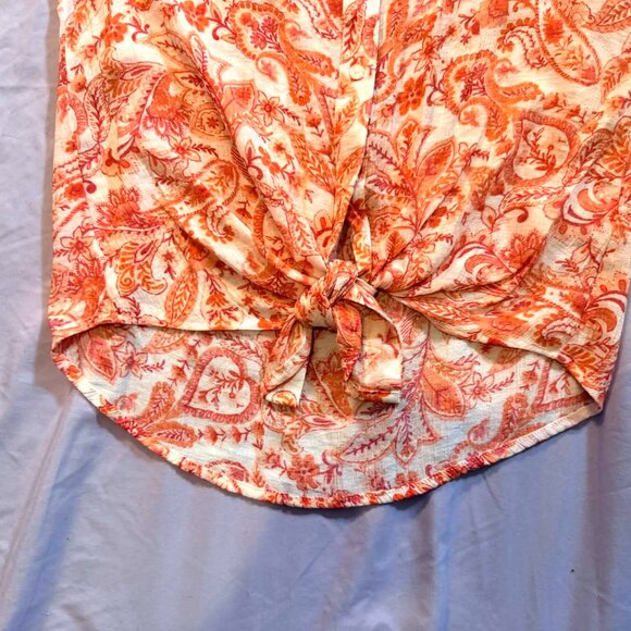 TWO Mixed Brands Sleeveless Blouse Tops SIZE SMALL (1 Cream floral & 1 Red/wht) - Picture 10 of 14